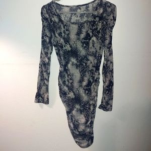 *CLEARANCE* Black and white Leopard print roushed dress